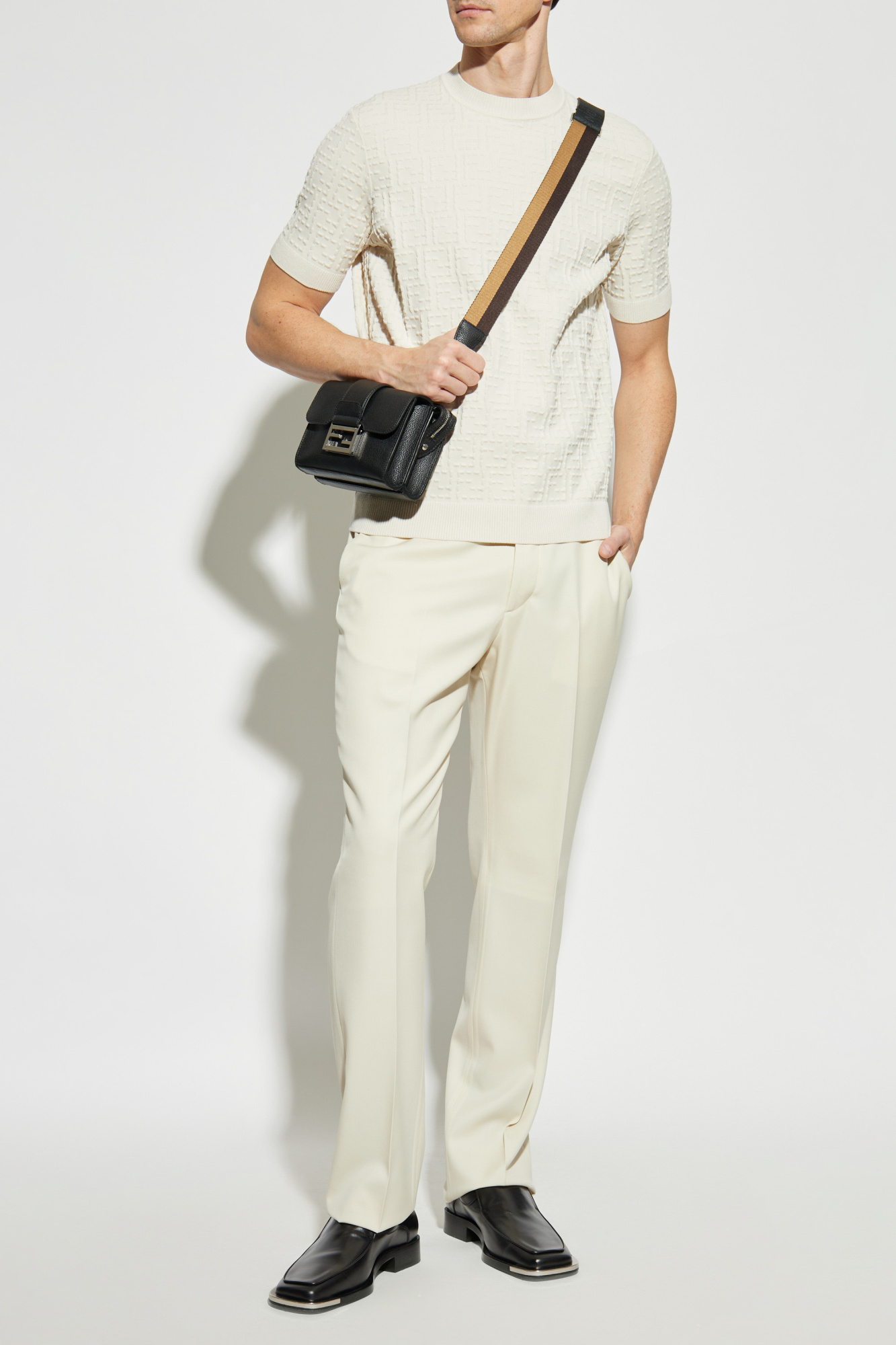 Cream Wool trousers with crease Fendi - Vitkac AS